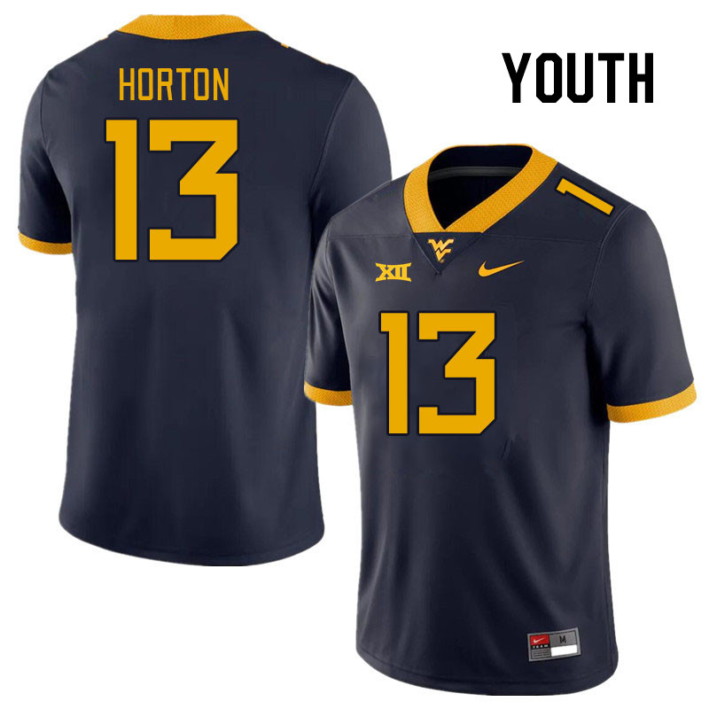 Youth #13 EJ Horton West Virginia Mountaineers College Football Jerseys Stitched Sale-Navy